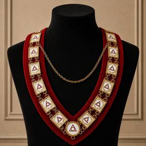 Écussons de Qualité Supérieure pour les Degrés Maçonniques du Grand Conseil Allié, en Tissu PU Vert Moiré avec Fil d'Or, Style Classique, Forme Fleur - Product Image 4
