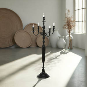 Porte-bougie noir à 5 niveaux pour le coin latéral, le salon, la chambre, la salle à manger, la décoration d'événements et l'aménagement intérieur - Product Image 1