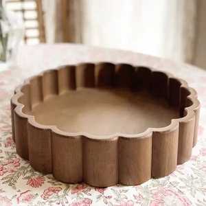 WONDER OVERSEAS WO-T-071 Handmade Teak Wood Serving Tray Handles Rustic Kitchen Decor Custom Design Multi-Functional Solid Wood - Product Image 1