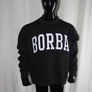 BORBA <b>BLACK</b> Mock Neck Sweatshirt 100% <b>WHITE</b> Applique Embroidery wide neck Sweatshirt Finer Threads - Product Image 1
