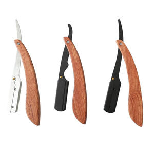 Wood Handle Straight <b>Razor</b> Stainless Steel Blade Single Blade For Face Shaving Smooth & Comfortable Professional - Product Image 2