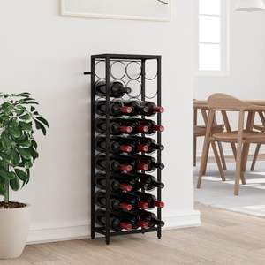 Estante para Vino de Hierro Forjado Negro para 27 Botellas, Solución de Almacenamiento de 34x18x100 cm - Product Image 1