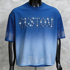 T-shirt pour homme en coton 100% respirant, couleur unie personnalisée, design tendance, logo personnalisé avec strass, vêtements décontractés de haute qualité - Product Image 1