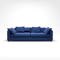 Modernes Tiefsitz-Ecksofa in Marineblau Luxuriöses Ultra-Weiches Schaumstoffgefülltes 3-Sitzer Holzrahmen-Sofa für Schule/Villa Konvertierbar