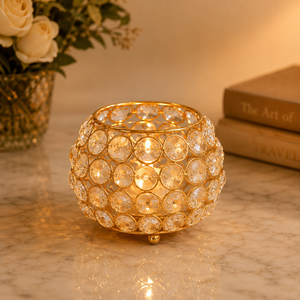 Modern Gold Crystal Tealight Holders Premium Candle Stand for Home, Hotel & Event Decoration Gold Metal Candle <b>Cups</b> - Product Image 1