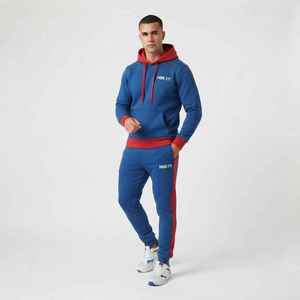 Chándal con Capucha Azul y Rojo para Hombre, Color Sólido, Casual, Largo, con Cordón Ajustable, Bolsillos, Corte Regular, 100% Algodón, Ropa de Otoño - Product Image 5