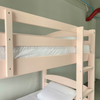 Lit superposé rose minimaliste personnalisable, meubles de chambre à coucher en bois sur mesure pour enfants