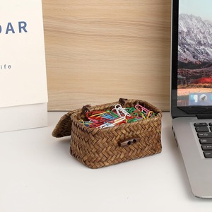 Panier en jonc de mer avec couvercle, taille mini, fait main, panier de rangement, vente en gros, écologique, fabriqué au Vietnam - Product Image 3