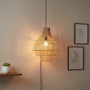 Eco Friendly Rattan Lampshade Handmade <b>Light</b> Shade Boho Hanging Lamp <b>Cover</b> Customized Home Decor Lighting Hotel Cafe Restaurant - Product Image 2