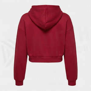 Sweat à capuche court personnalisé de haute qualité pour femme, avec logo sur mesure, respirant, décontracté, mode hiver - Product Image 2