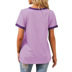 Export Solid Color Women's V-Neck T-<b>Shirt</b> Premium Breathable Eco-Friendly 100% Cotton Casual Everyday Comfort From BD - Product Image 4