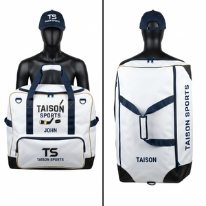 TAISON SPORTS Heavy Duty 600 GSM PU Ice Hockey Backpack 30-40L White <b>Navy</b> Contrast Panels Custom Logo <b>Bag</b> - Product Image 1
