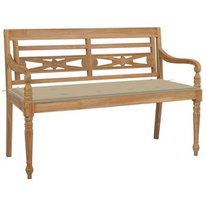 Banc de patio en teck massif beige moyen résistant - Product Image 1