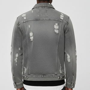 Chaqueta de Mezclilla de Algodón con Logotipo Bordado Personalizado, Cuello Camisero, Lavado Vintage y Pedrería para Hombre, Fabricante OEM - Product Image 2