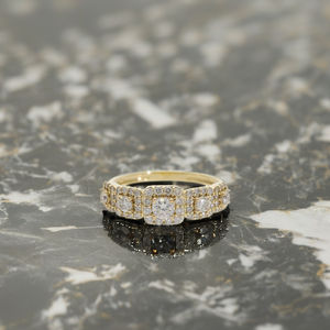 0.85CTW หินประดับ14K สีทอง5ก้อนสำหรับผู้หญิงแหวนชุบโรเดียมประดับเพชรธรรมชาติทรงสี่เหลี่ยมจตุรัสประดับเพชรสวยงาม - Product Image 1