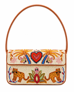Sac à bandoulière de luxe fait main pour femme, orné de perles de verre papillon, moderne et durable, avec fermeture à bouton, sac à main de créateur, personnalisable OEM ODM - Product Image 1