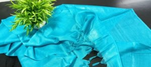 Premium Dyed Silk <b>Shawl</b> Soft Silk <b>Wrap</b> with Tassel Fringe Designer Scarf for Casual and Formal Wear - Product Image 2