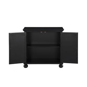 Mobile Contenitore Classico con Finitura Nera Anticata, 1 Pezzo, Stile Moderno Tradizionale, con Ante a Specchio e Maniglie Pendenti, in Legno, per Soggiorno - Product Image 4