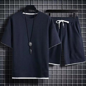 Conjunto de 2 Piezas para Hombre, Camiseta de Manga Corta y Pantalones Cortos de Satén de Poliéster, Transpirable, Ropa Deportiva Informal, con Logotipo Personalizado, Venta al Por Mayor - Product Image 2