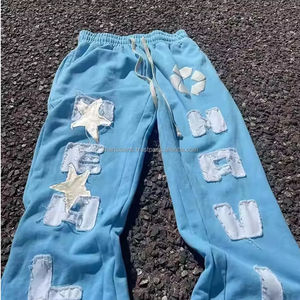 Fabricante de impresión de logotipo personalizado Terry Fleece Serigrafía Pantalones de chándal Hombres Flared Jogger Vintage Acid Wash Flare Pantalones de chándal - Product Image 2