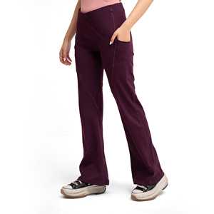 กางเกงโยคะคุณภาพพรีเมียม น้ำหนักเบา เอวสูง ทรงขาบาน สีม่วงเข้ม ขายดีที่สุด ยืดหยุ่น กระชับรูปร่าง ดูมีสไตล์ - Product Image 3