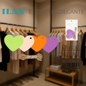 Etichetta a forma di cuore Ilan da 6 cm, 12 pezzi, per etichettatura di capi d'abbigliamento - Product Image 3