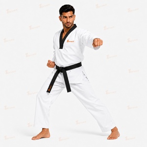 Uniforme de Taekwondo Thorwor para Hombre, Blanco, 8oz, Algodón Transpirable, Cuello en V, Corte Regular para Adultos, Prenda de Una Pieza para Artes Marciales - Product Image 3