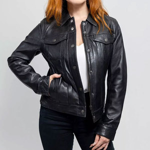 Abrigo de Piel de Oveja Genuina a la Moda 2026, Chaqueta de Cuero Corta para Mujer, Chaqueta Bomber para Mujer a Precio de Mayoreo - Product Image 1
