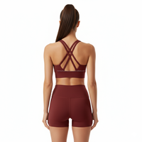 Ensemble de yoga 2 pièces taille haute pour femmes grandes tailles : soutien-gorge de sport et short – Tenue de fitness en nylon et élasthanne à séchage rapide et respirante pour la gym et l'entraînement