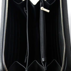 Portefeuille minimaliste en microfibre noire avec fermeture à double fermeture éclair pour un usage quotidien - Product Image 5