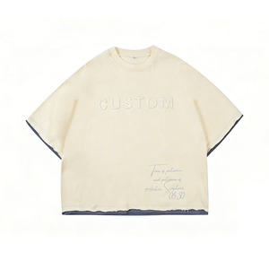 260Gsm Cotton Oversized Graphic Double-layer <b>Long</b>-<b>sleeved</b> <b>T</b>-<b>shirt</b> Distressed <b>t</b> <b>Shirts</b> for <b>Men</b> Custom - Product Image 3