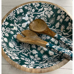 Venta al por mayor de cuencos de plato redondo decorativo de impresión personalizada esmalte frutero con cucharas Set decoración del hogar reutilizable americano cuencos de fideos - Product Image 4