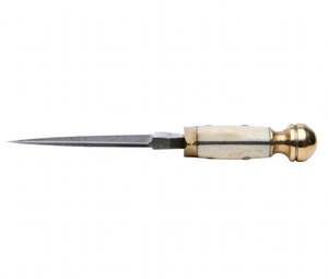 Cuchillo utilitario decorativo de hoja fija de acero de Damasco personalizado con mango de hueso blanco y guardacuchillo de latón, herramienta de colección - Product Image 3
