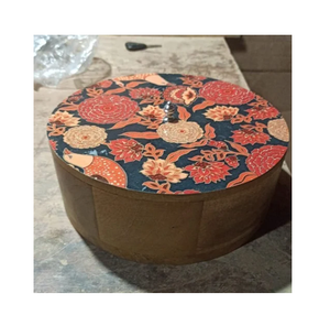 Boîte à chapati en bois de luxe avec couvercle, pour servir des roti, de forme ronde, fabriquée à la main, articles de cuisine imprimés - Product Image 4