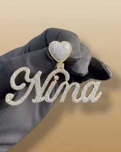 Pendentif Cœur Personnalisé Sertie de Moissanite VVS, Pendentif Prénom, Bijoux Hip Hop, Pendentif en Argent 925, Breloques Initiales pour Cadeau - Product Image 4