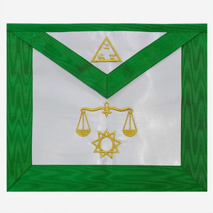 AASR 8th Degree Scottish Rite <b>Apron</b> <b>white</b> Leather Green edging Machine embroidery symbolic craft ritual regalia - Product Image 3