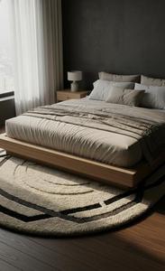 Modern Minimalist Regular Wool Anti-Slip Soft Tufted Abstract Pattern Medium Pile Cotton Canvas Backing Plush Area Rug for - Product Image 2
