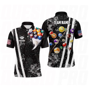 Camisa de Billar Personalizada para Hombre, 100% Poliéster, Tela de Lona Sólida, Camisa de Polo para Billar de 8 Bolas, Diseño Sublimable Personalizable - Product Image 4