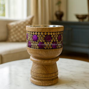 Juego de quemador de incienso Mubkhar de resina azul de lujo con incrustaciones de latón, decoración árabe para el hogar, regalo de Ramadán, Kuwait - Product Image 6