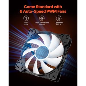 Case PC Gaming Mid Tower ad Alto Flusso d'Aria con 6 Ventole PWM ARGB da 120 mm, Filtro Antipolvere Facile da Pulire, Pannello in Vetro Temperato, Compatibile con Schede Madri Micro ATX - Product Image 6