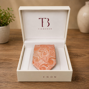 Luxury <b>Orange</b> Paisley Necktie | <b>Men</b> Formal, Wedding, Business Party Woven Designer <b>Tie</b> Premium Fashion Gift Wear Export Quality - Product Image 3