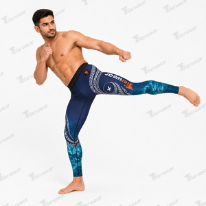 Leggings de compression athlétiques MMA 235 GSM en polyester et élasthanne, séchage rapide, extensibles dans quatre directions, respirants, pour l'entraînement en salle de sport, personnalisables OEM - Product Image 2