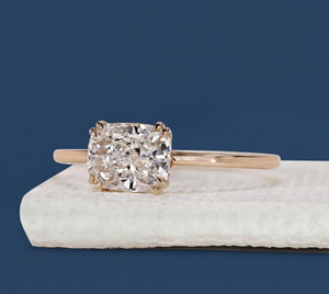 1.00CT Cushion Lab Grown Diamond Solitaire Engagement Ring VVS2 F IGI Certified Rhodium Plated Yellow Gold Women's Wholesale - Product Image 2