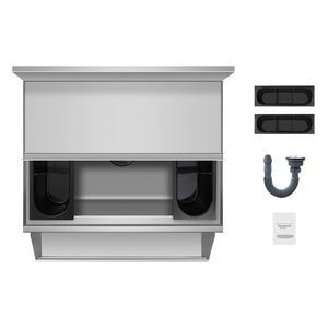 Contenitore per Ghiaccio in Acciaio Inox da 61,6 L per Cucine Commerciali, con Coperchio Scorrevole e Portabottiglie, 24 X 24,2 X 37 Pollici - Product Image 1