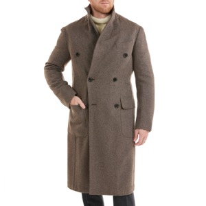 <b>Men's</b> Waterproof Woolen <b>Double</b> <b>Breasted</b> Trench Mandarin Collar Long Thick Regular Fit Woven Fabric Mink Fur Outerwear - Product Image 5