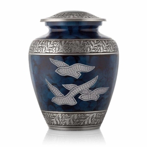 Urna Funeraria para Cenizas Humanas, Urna de Metal Azul Cielo Grabada a Mano, Urna Funeraria para Adultos, Venta al por Mayor - Product Image 2