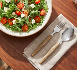 Wood Handle Flatware Set With <b>Mirror</b> Polish Head Stainless Steel Minimalist Design Dishwasher Safe Cutlery For <b>Camping</b> Use - Product Image 6