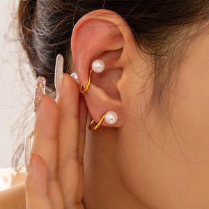 Boucles d'oreilles clips en perles en gros, non percées, en acier inoxydable, avec emballage personnalisé - Product Image 2