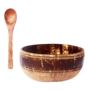 Handmade Natural Eco-Friendly Coconut <b>Shell</b> Bowl for Fruit Salad and Noodles Carved Wooden Home <b>Lighting</b> Decoration - Product Image 2