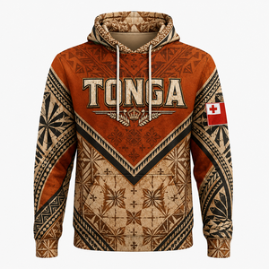 Sweat à capuche pour homme à motif tribal Tonga, impression par sublimation, design géométrique avec patch du drapeau national - Product Image 1